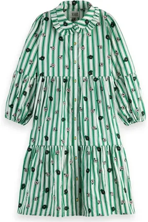 Scotch&Soda Girls Striped All-over Embroidered Maxi-length Dress Combo A