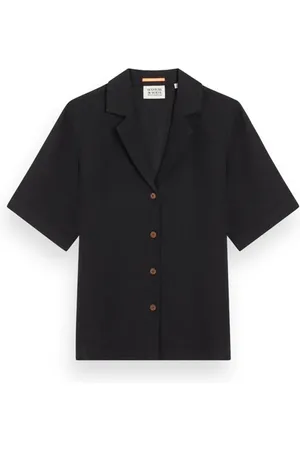 Scotch&Soda Camp Shirt In Linen Black