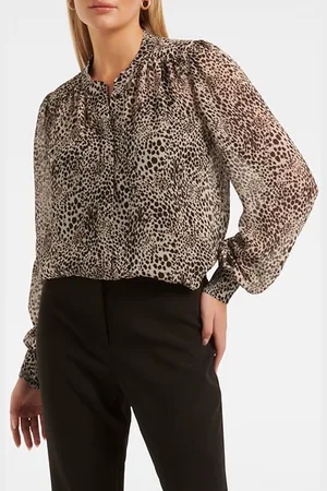 Forever New Finley Printed Long Sleeve Tunic Sepia Leopard