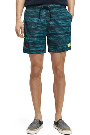 Scotch&Soda Mid Length - Placement Printed Swimshort Blue Stripe