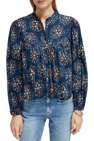 Scotch&Soda Shirt With Pintuck Yoke And Gathering B Sides Block Print Ma