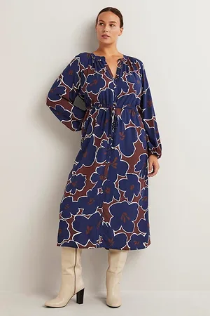 Boden Tie Waist Detail Midi Dress Nvy
