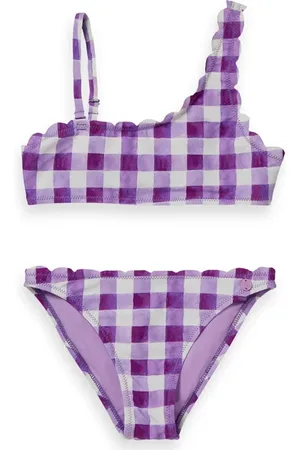 Scotch&Soda Printed Check Scallop Edge One-shoulder Bikini Mulberry Bist