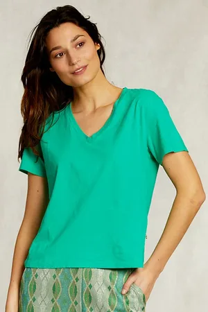 River Woods Green Basic V-neck T-shirt Green