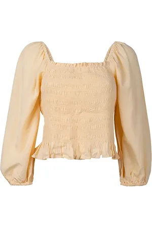 Forever New Kiki Shirred Babydoll Top Blondie