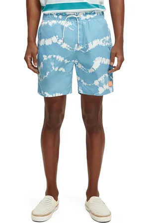 Scotch&Soda Mid Length - Tie- Dye Printed Swimshort Sea Blue Tie Dye