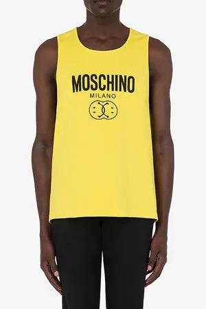 Moschino Double Smiley®logo Cotton Tank Top Yellow
