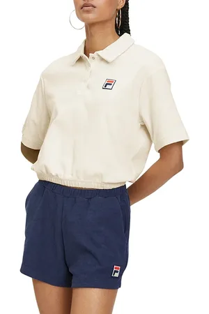 Fila Lusaka Towelling Cropped Polo Shirt Antique White