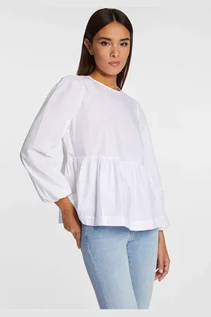 Rich & Royal Cotton Blouse With Peplum Organic White