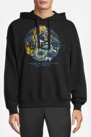Guess GUESS Round Logo Hoodie Sweats Jet Black A996