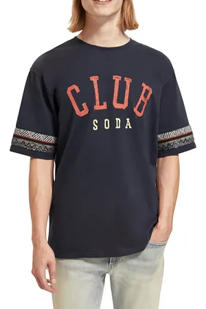 Scotch&Soda Relaxed Fit Club Soda Applique T-shirt In Organic Cotton Nig