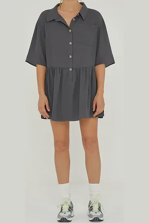 American Vintage Loose Mini Dress Zinc