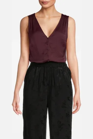 Scotch&Soda Sleeveless Button Front Blouse Burgundy