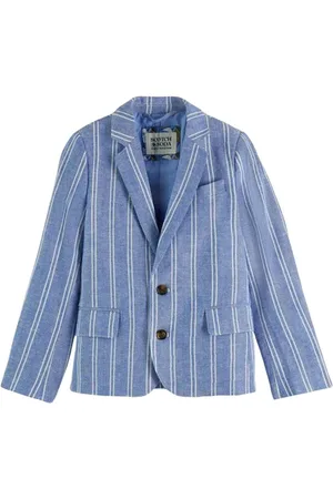 Scotch&Soda Striped Cotton Linen Dressed Blazer Blue Stripe