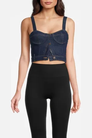 Moschino Stretch Denim Crop Top Blue