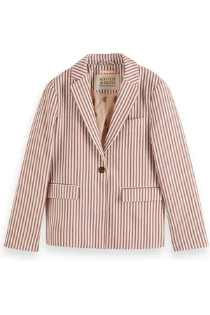 Scotch&Soda Single Breasted Yarn-dyed Stripe Seersucker Blazer Terracott