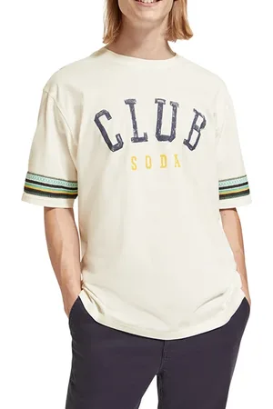 Scotch&Soda Relaxed Fit Club Soda Applique T-shirt In Organic Cotton Off