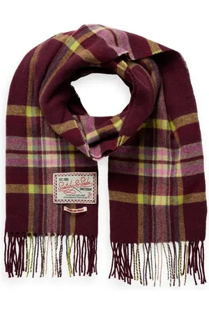 Scotch&Soda Classic Wool-blend Check Scarf Purple Check