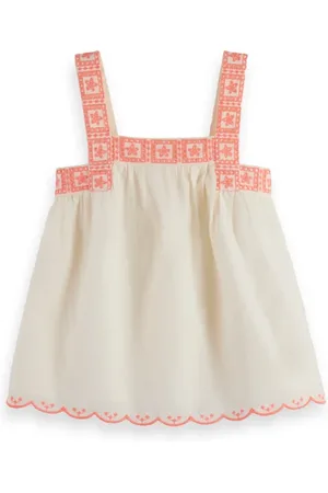 Scotch&Soda Neon Embroidered Tank Top Ecru