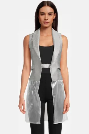 Marcell Von Berlin Women‘s Transparent Fitted Vest Silver Gray/white