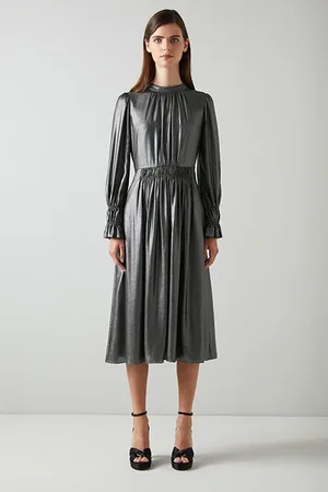 LK Bennett Louise Midi Dress Gunmetal