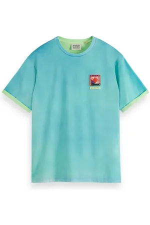 Scotch&Soda Two Colour Sprayed T-shirt Washed Neon Blue