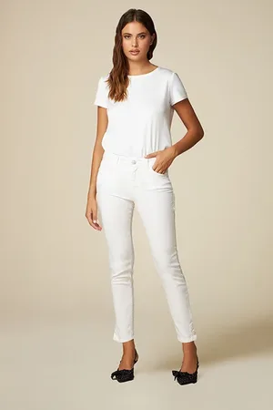Oltre Skinny Trousers With Jewel Buttons White