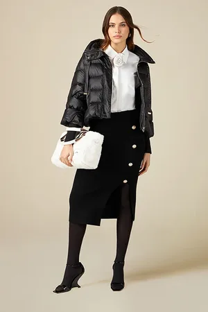 Oltre Knit Pencil Skirt With Slit And Buttons
