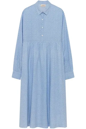 American Vintage Ls Shirt Collar Dress Lausa Print