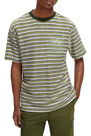 Scotch&Soda Yarn Dyed Stripe Pocket T-shirt Green/yellow Stripe