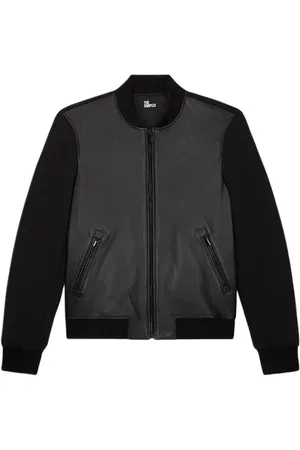 The Kooples Blouson Cuir Motard Bi Matiere Black