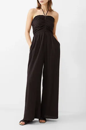 French Connection Bonny Pleated Strappy Jumpsuit Brown