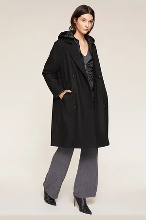 Motivi Double Breasted Coat With Down Lining Black