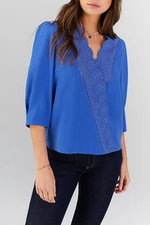 ICODE Cobalt Eyelet Embroidery Blouse