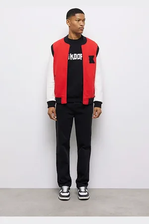 The Kooples Teddy Avec Manche En Cuir Et Broderie En K Red / White
