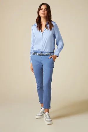 Oltre Chinos With Jewel Detail Blue