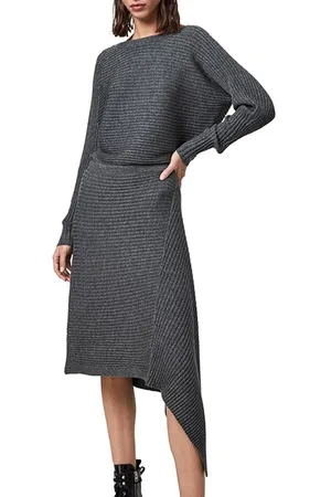 AllSaints Eva Metal Dress Charcoal Grey