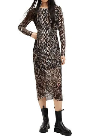 AllSaints Nora Waimea Ls Dress Black
