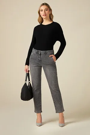 Oltre Eco-friendly Grey Chino Jeans With Studs Grey