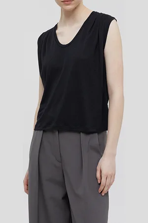 Closed Women Pleated Tank Top Black