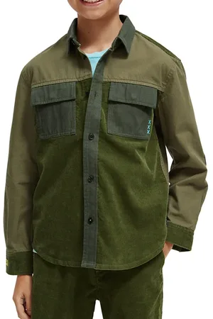 Scotch&Soda Corduroy Mixed Quality Long Sleeve Shirt Military