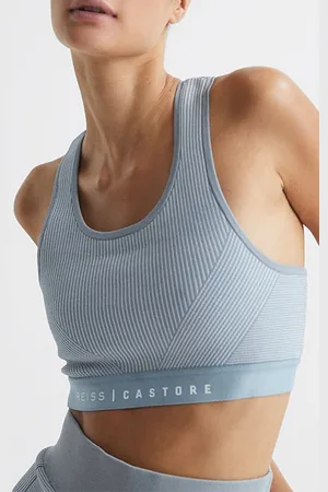 Reiss Jeta-ribbed Sports Bra Blue