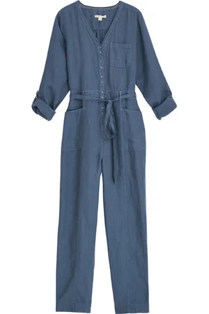 White Stuff Ella Linen Jumpsuit Blue