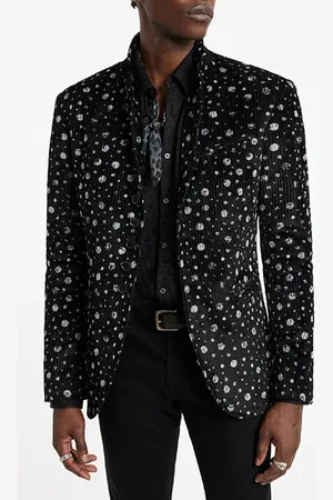John Varvatos Slim Fit Convertible Peak Lapel Button F Black