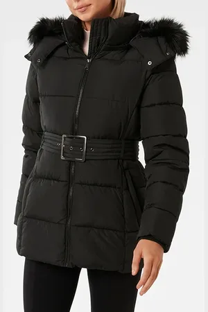Forever New Dannie Mid Length Puffer Coat Black