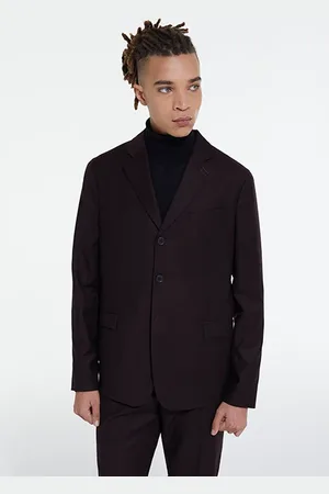 The Kooples Veste Costume En Laine Poches Rabats Burgundy