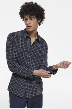 The Kooples Chemise Tissu Gauffre Avec Poches Plaquees Dark Grey