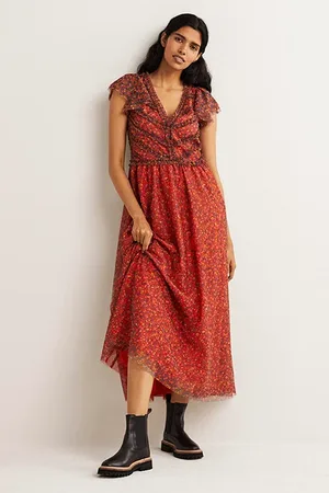Boden Tulle V-neck Maxi Party Dress Brd