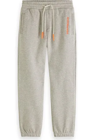 Scotch&Soda Classic Logo Sweatpants In Organic Cotton Grey Melange