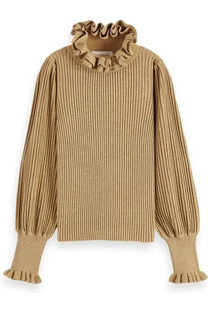 Scotch&Soda Voluminous-sleeved Lurex Yarn Pullover Sand Melange